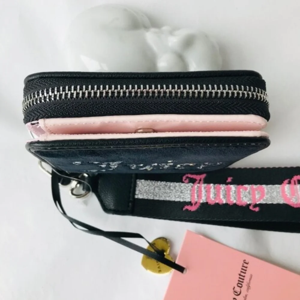 🖤▪️Juicy Couture ▪️All That Glitters Small Liquorice Silver Zip Around Wallet